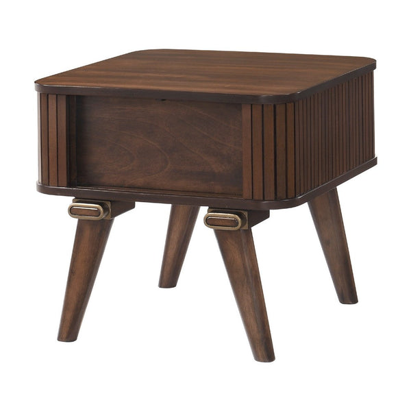Manny Side End Table, 2 Tambour Doors, A Frame Walnut Brown 24 Inch -BM336364