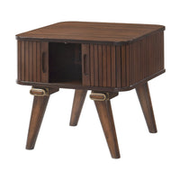 Manny Side End Table, 2 Tambour Doors, A Frame Walnut Brown 24 Inch -BM336364