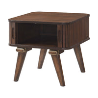 Manny Side End Table, 2 Tambour Doors, A Frame Walnut Brown 24 Inch -BM336364