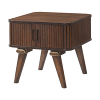 Manny Side End Table, 2 Tambour Doors, A Frame Walnut Brown 24 Inch -BM336364