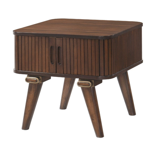 Manny Side End Table, 2 Tambour Doors, A Frame Walnut Brown 24 Inch -BM336364