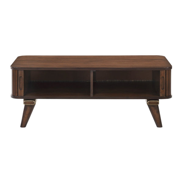 Manny Coffee Table, 2 Tambour Doors, A-Frame Walnut Brown 48 Inch -BM336366