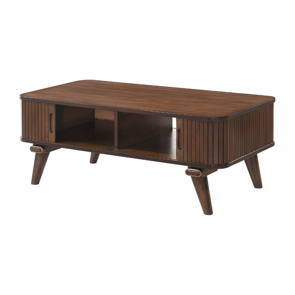 Manny Coffee Table, 2 Tambour Doors, A-Frame Walnut Brown 48 Inch -BM336366