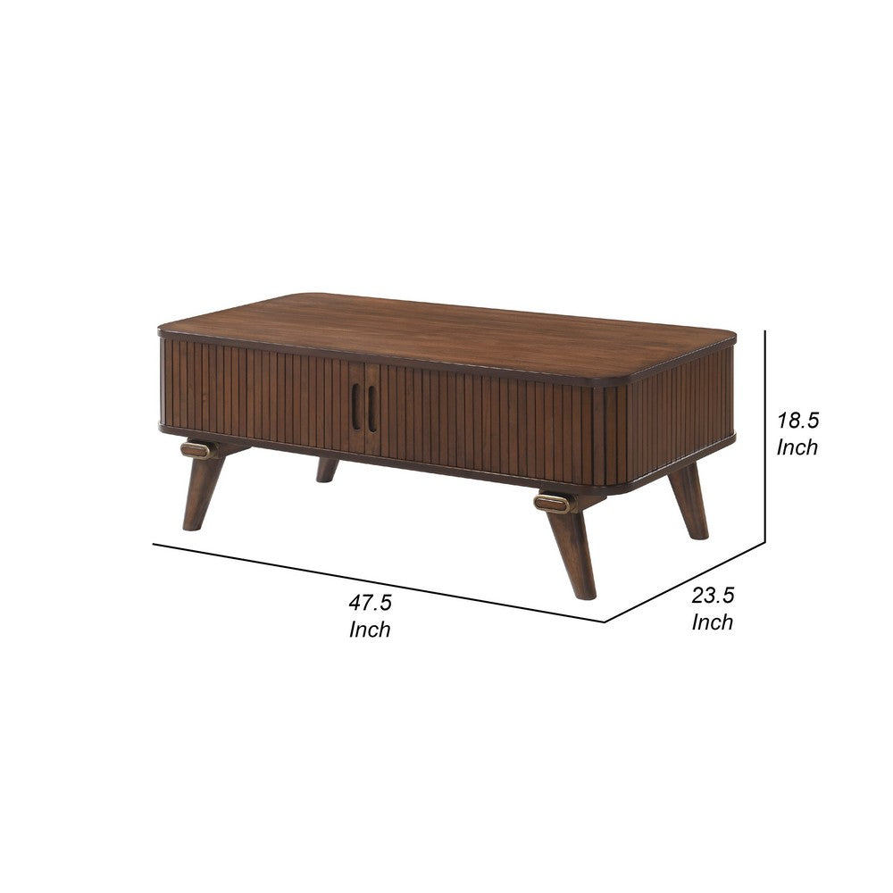 Manny Coffee Table, 2 Tambour Doors, A-Frame Walnut Brown 48 Inch -BM336366