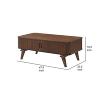 Manny Coffee Table, 2 Tambour Doors, A-Frame Walnut Brown 48 Inch -BM336366
