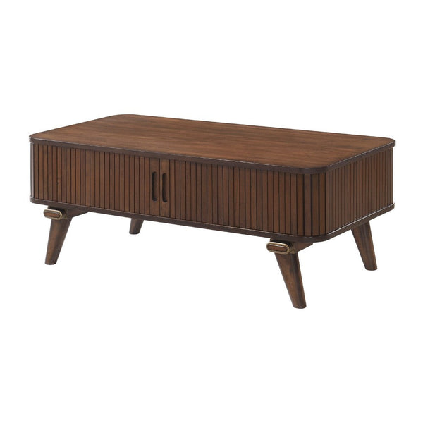 Manny Coffee Table, 2 Tambour Doors, A-Frame Walnut Brown 48 Inch -BM336366