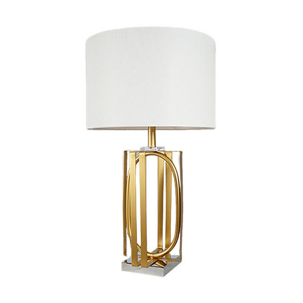 Limy 2pc Table Lamp Set, White Shade, Gold and Chrome Base, 29 Inch -BM336396