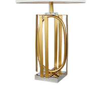 Limy 2pc Table Lamp Set, White Shade, Gold and Chrome Base, 29 Inch -BM336396