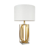Limy 2pc Table Lamp Set, White Shade, Gold and Chrome Base, 29 Inch -BM336396