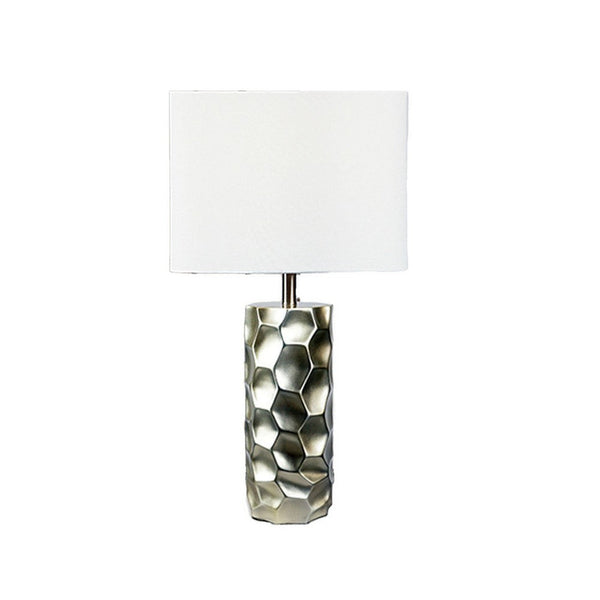 Limy 2pc Table Lamp Set, White Shade, Silver Resin Base, 29 Inch -BM336397