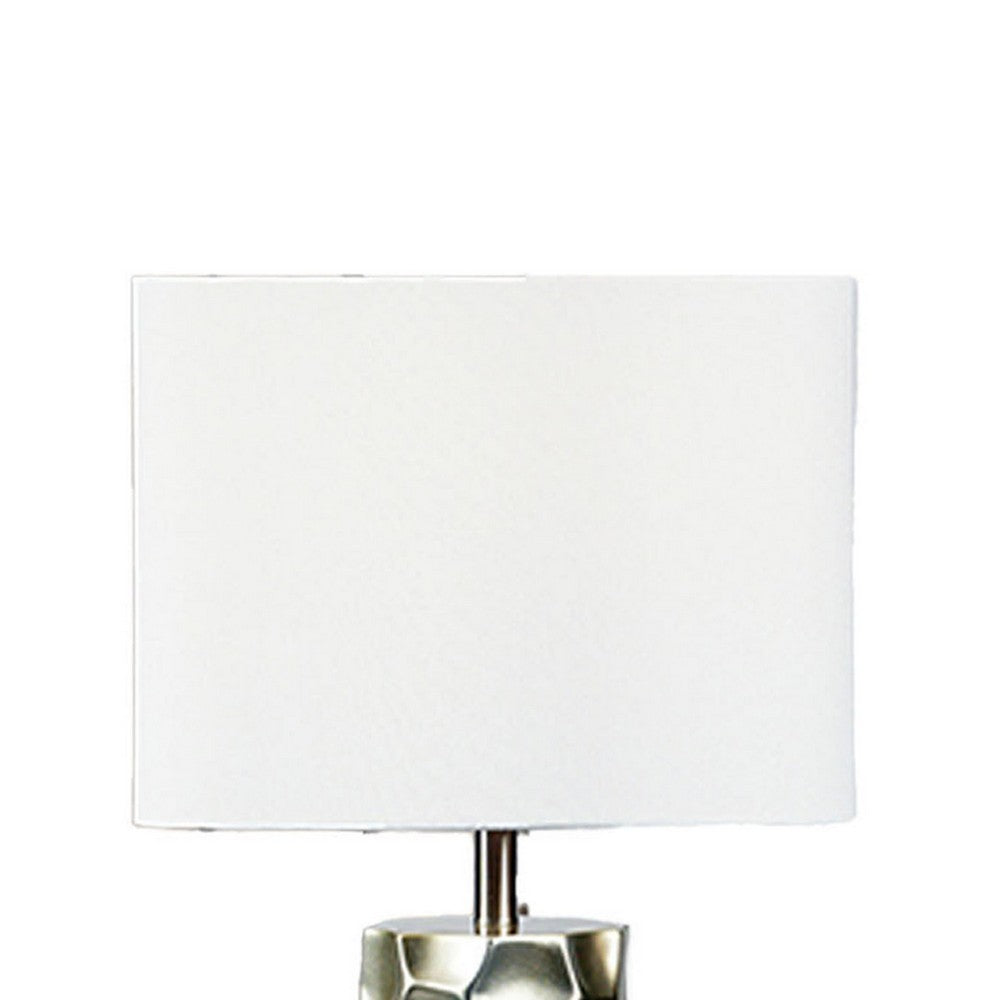 Limy 2pc Table Lamp Set, White Shade, Silver Resin Base, 29 Inch -BM336397