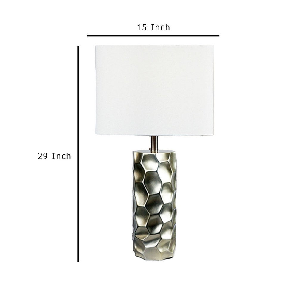 Limy 2pc Table Lamp Set, White Shade, Silver Resin Base, 29 Inch -BM336397