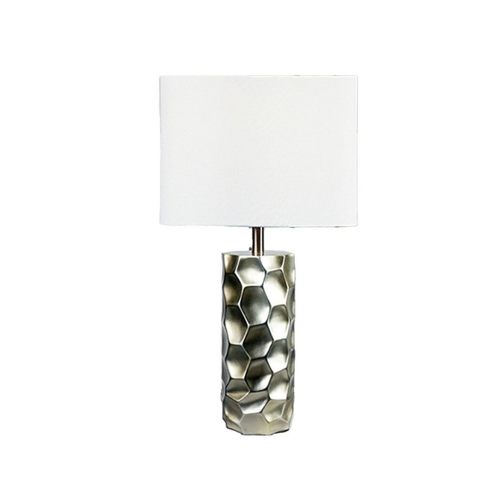 Limy 2pc Table Lamp Set, White Shade, Silver Resin Base, 29 Inch -BM336397