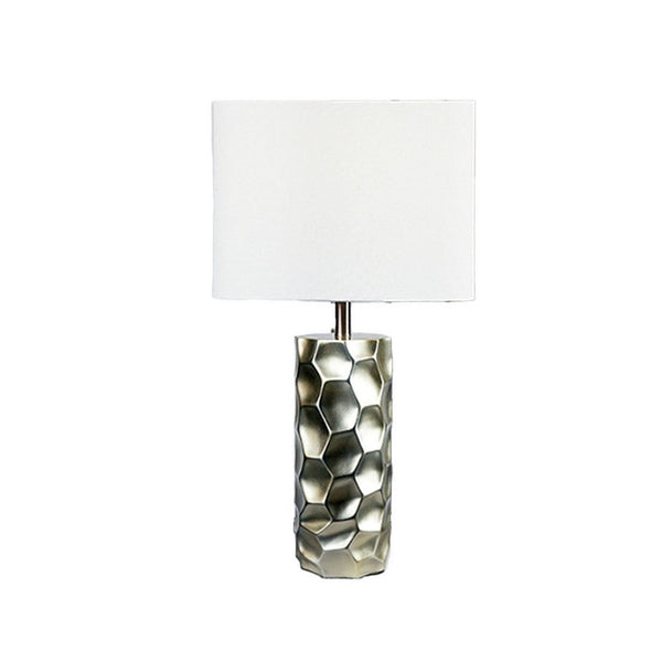 Limy 2pc Table Lamp Set, White Shade, Silver Resin Base, 29 Inch -BM336397