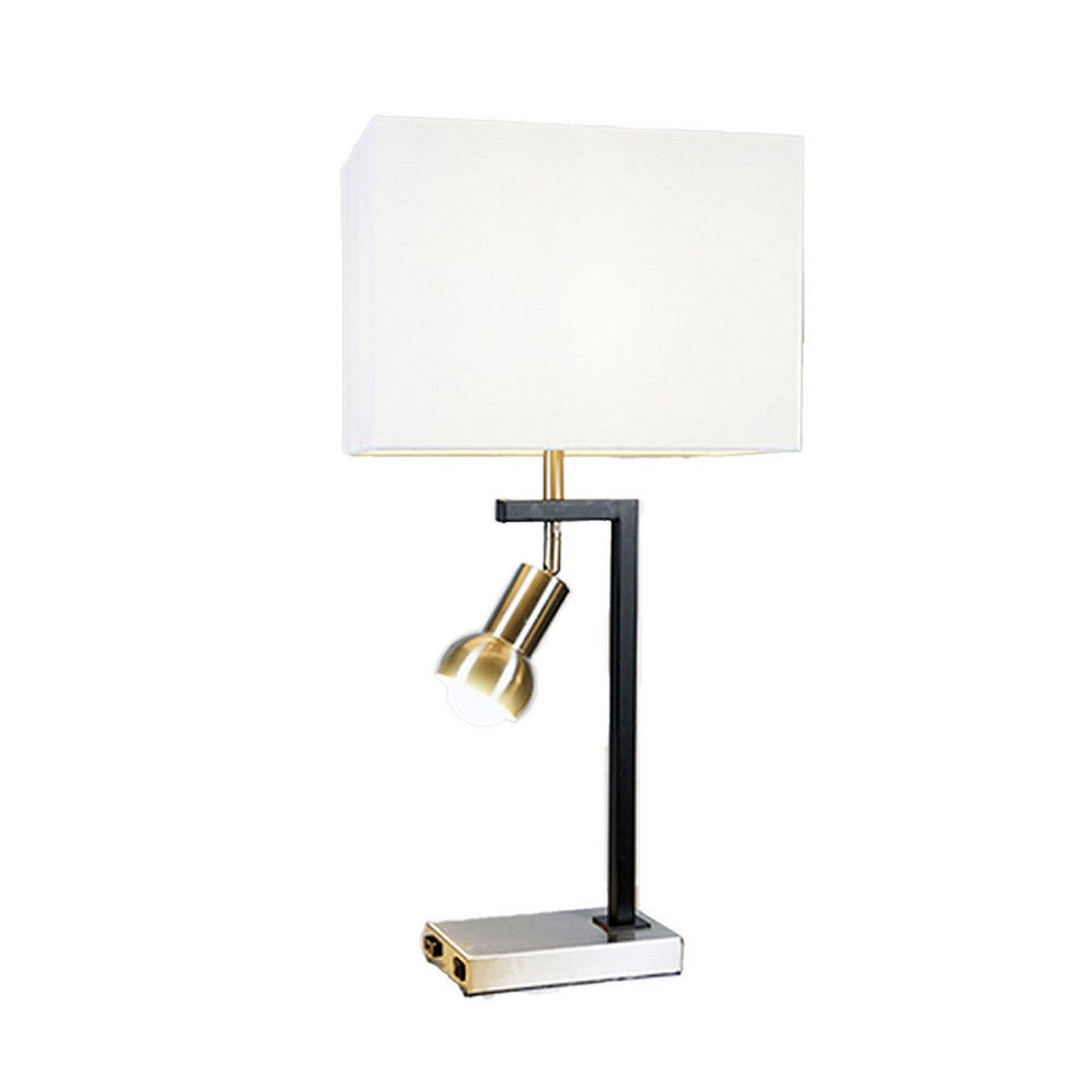 Limy 2pc Table Lamp Set, White Shade, Chrome and Black Frame, 29 Inch -BM336398