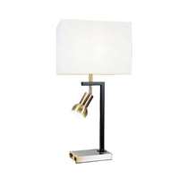 Limy 2pc Table Lamp Set, White Shade, Chrome and Black Frame, 29 Inch -BM336398