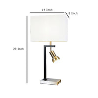 Limy 2pc Table Lamp Set, White Shade, Chrome and Black Frame, 29 Inch -BM336398
