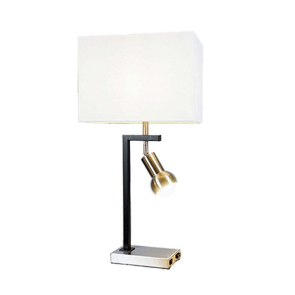 Limy 2pc Table Lamp Set, White Shade, Chrome and Black Frame, 29 Inch -BM336398