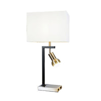 Limy 2pc Table Lamp Set, White Shade, Chrome and Black Frame, 29 Inch -BM336398