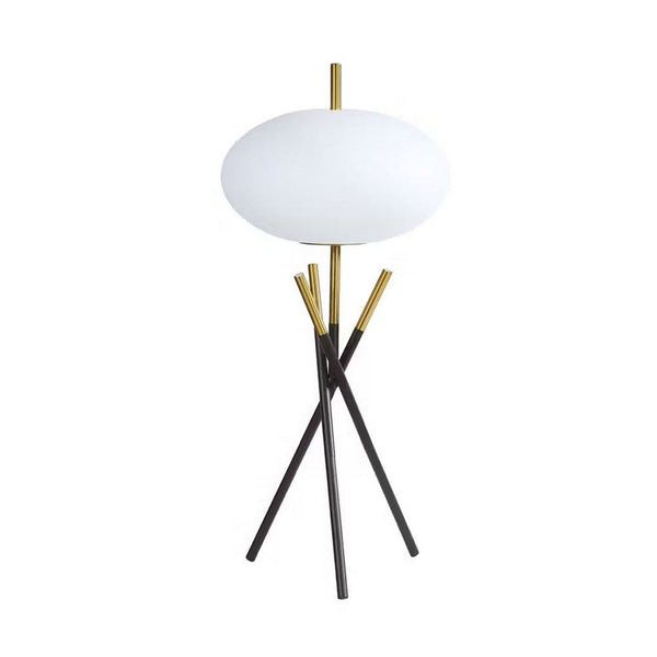 Azy Table Lamp, Frosted White Shade, Tripod Base, Black Gold, 30 Inch -BM336400