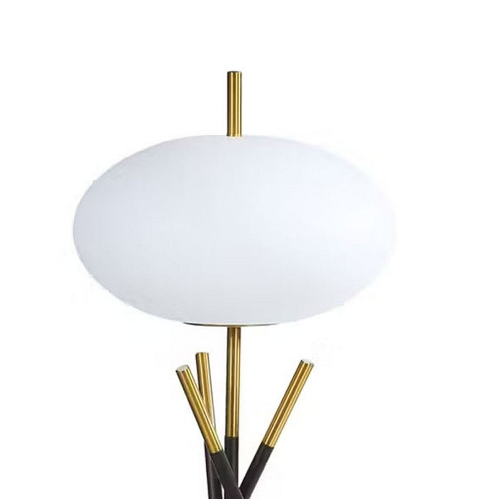 Azy Table Lamp, Frosted White Shade, Tripod Base, Black Gold, 30 Inch -BM336400