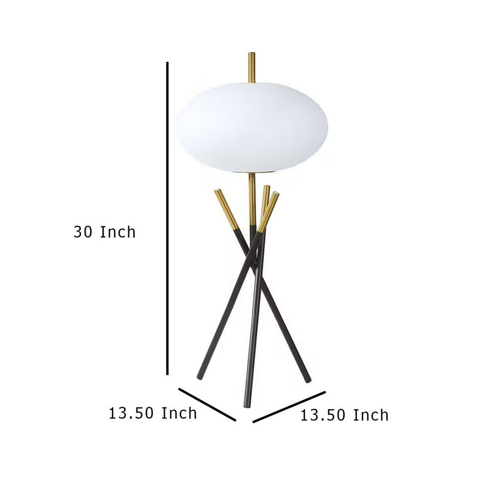 Azy Table Lamp, Frosted White Shade, Tripod Base, Black Gold, 30 Inch -BM336400