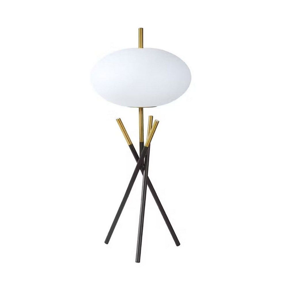 Azy Table Lamp, Frosted White Shade, Tripod Base, Black Gold, 30 Inch -BM336400