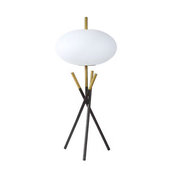 Azy Table Lamp, Frosted White Shade, Tripod Base, Black Gold, 30 Inch -BM336400