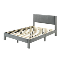 Cery Full Size Platform Bed, Light Gray Upholstery, Textured Headboard -BM336401