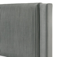 Cery Full Size Platform Bed, Light Gray Upholstery, Textured Headboard -BM336401