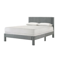 Cery Queen Size Platform Bed, Light Gray Upholstery Textured Headboard -BM336402