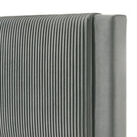 Cery Queen Size Platform Bed, Light Gray Upholstery Textured Headboard -BM336402