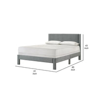 Cery Queen Size Platform Bed, Light Gray Upholstery Textured Headboard -BM336402