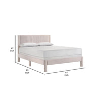 Cery Queen Size Platform Bed, Pink Upholstery, Textured Headboard -BM336405