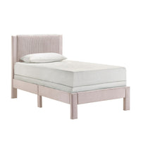 Cery Twin Size Platform Bed, Pink Upholstery, Textured Headboard -BM336406