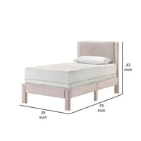 Cery Twin Size Platform Bed, Pink Upholstery, Textured Headboard -BM336406