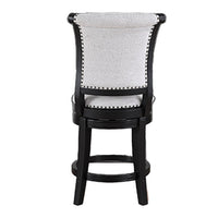 Vilz Set of 2 Swivel Counter Stool Chairs, Tufted Gray Linen, Black -BM336407