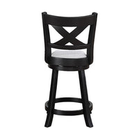 Kips Set of 2 Swivel Counter Stool Chairs, Gray Linen, X Back, Black -BM336409