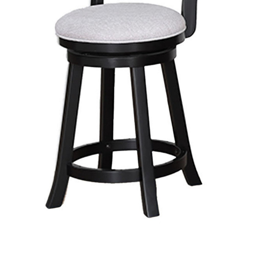 Kips Set of 2 Swivel Counter Stool Chairs, Gray Linen, X Back, Black -BM336409