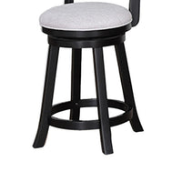 Kips Set of 2 Swivel Counter Stool Chairs, Gray Linen, X Back, Black -BM336409