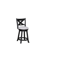 Kips Set of 2 Swivel Counter Stool Chairs, Gray Linen, X Back, Black -BM336409