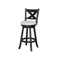 Kips Set of 2 Swivel Barstool Chairs, Dove Gray Linen, X Back, Black -BM336410
