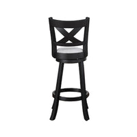 Kips Set of 2 Swivel Barstool Chairs, Dove Gray Linen, X Back, Black -BM336410