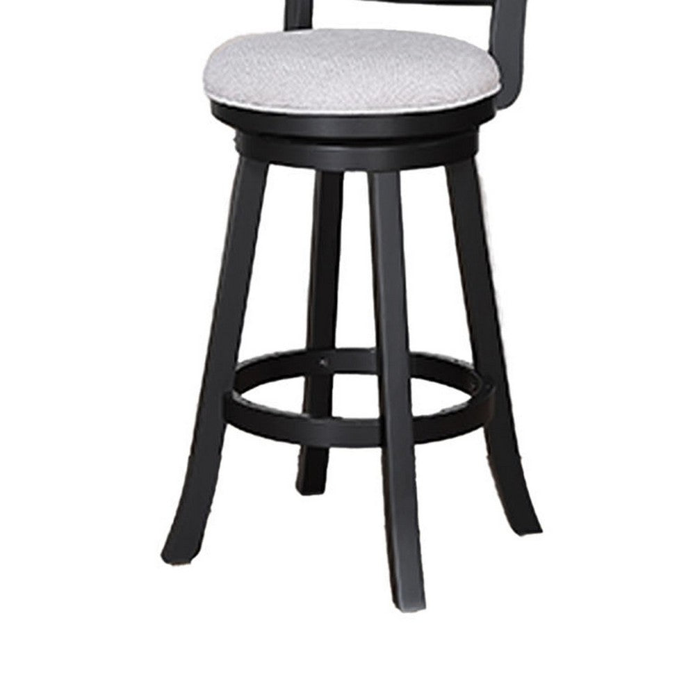 Kips Set of 2 Swivel Barstool Chairs, Dove Gray Linen, X Back, Black -BM336410