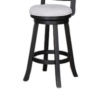Kips Set of 2 Swivel Barstool Chairs, Dove Gray Linen, X Back, Black -BM336410