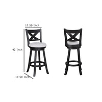 Kips Set of 2 Swivel Barstool Chairs, Dove Gray Linen, X Back, Black -BM336410