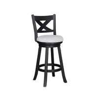 Kips Set of 2 Swivel Barstool Chairs, Dove Gray Linen, X Back, Black -BM336410