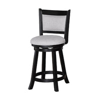 Cecy Set of 2 Swivel Counter Stool Chairs, Gray Linen, Charcoal Black -BM336411