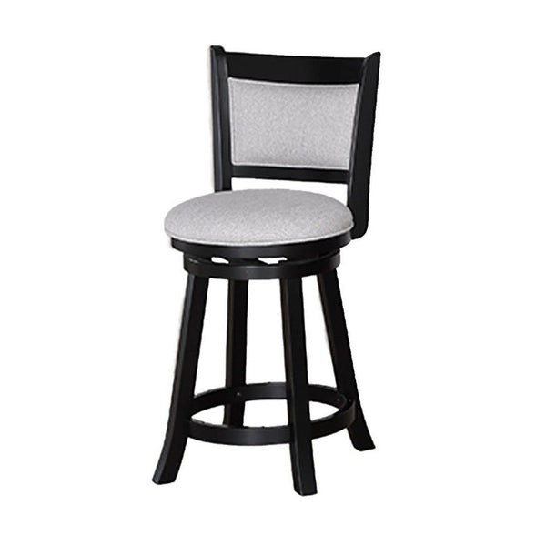 Cecy Set of 2 Swivel Counter Stool Chairs, Gray Linen, Charcoal Black -BM336411