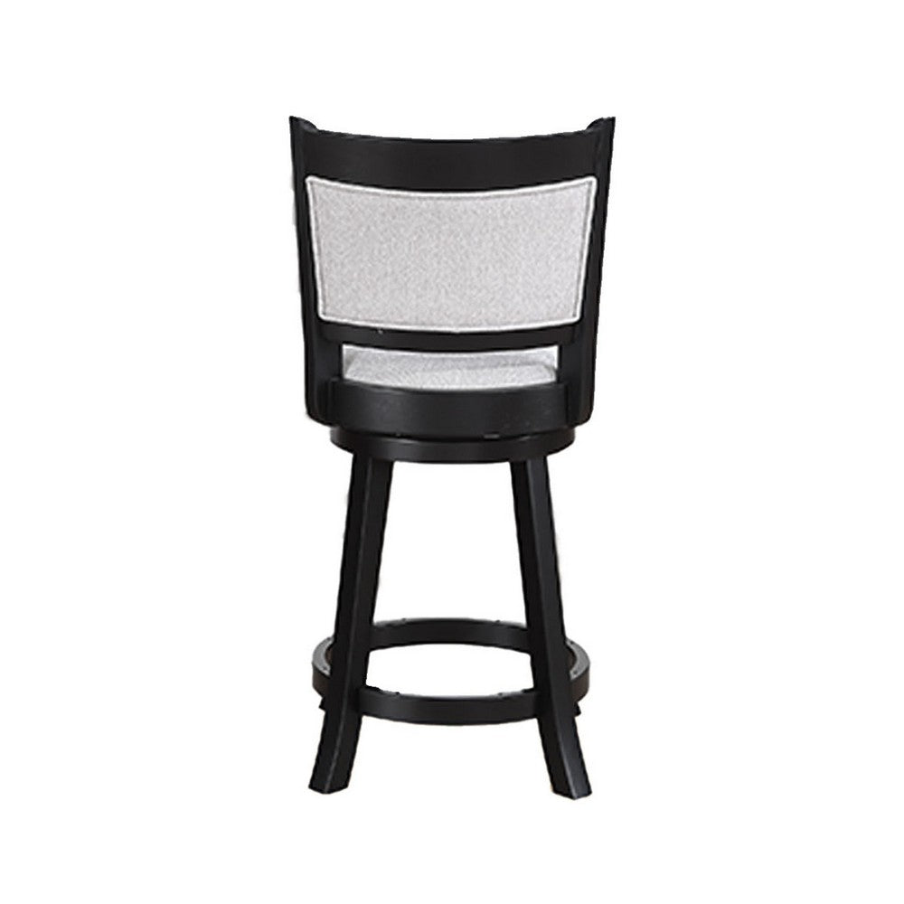 Cecy Set of 2 Swivel Counter Stool Chairs, Gray Linen, Charcoal Black -BM336411